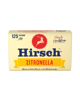 Hirsch Zitronella, reine milde Hand­ und Koerperseife, feste Seife, 125g